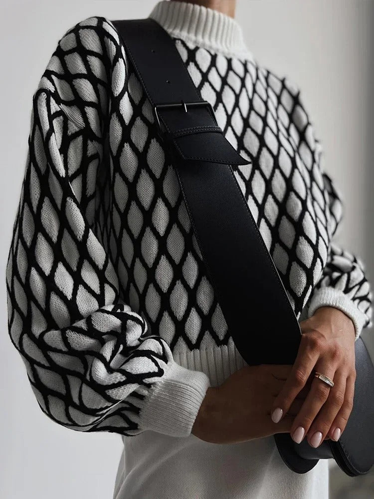 Pull Femme Élégant à Motif Losange 3