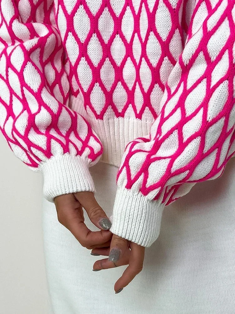 Pull Femme Élégant à Motif Losange 6
