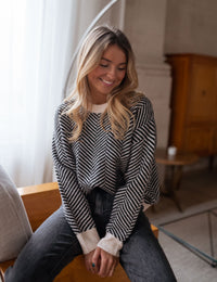 Damenpullover mit Muster, Strick, lange Ärmel