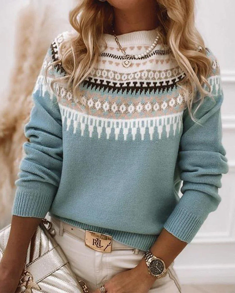 Pull Femme Élégant en Tricot Scandinave 0