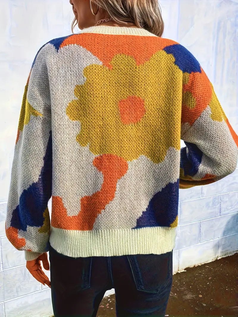Pull Femme Floral Artistique Confortable 1