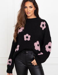 Floraler, bequemer Damenpullover aus Wolle, Mode Herbst/Winter