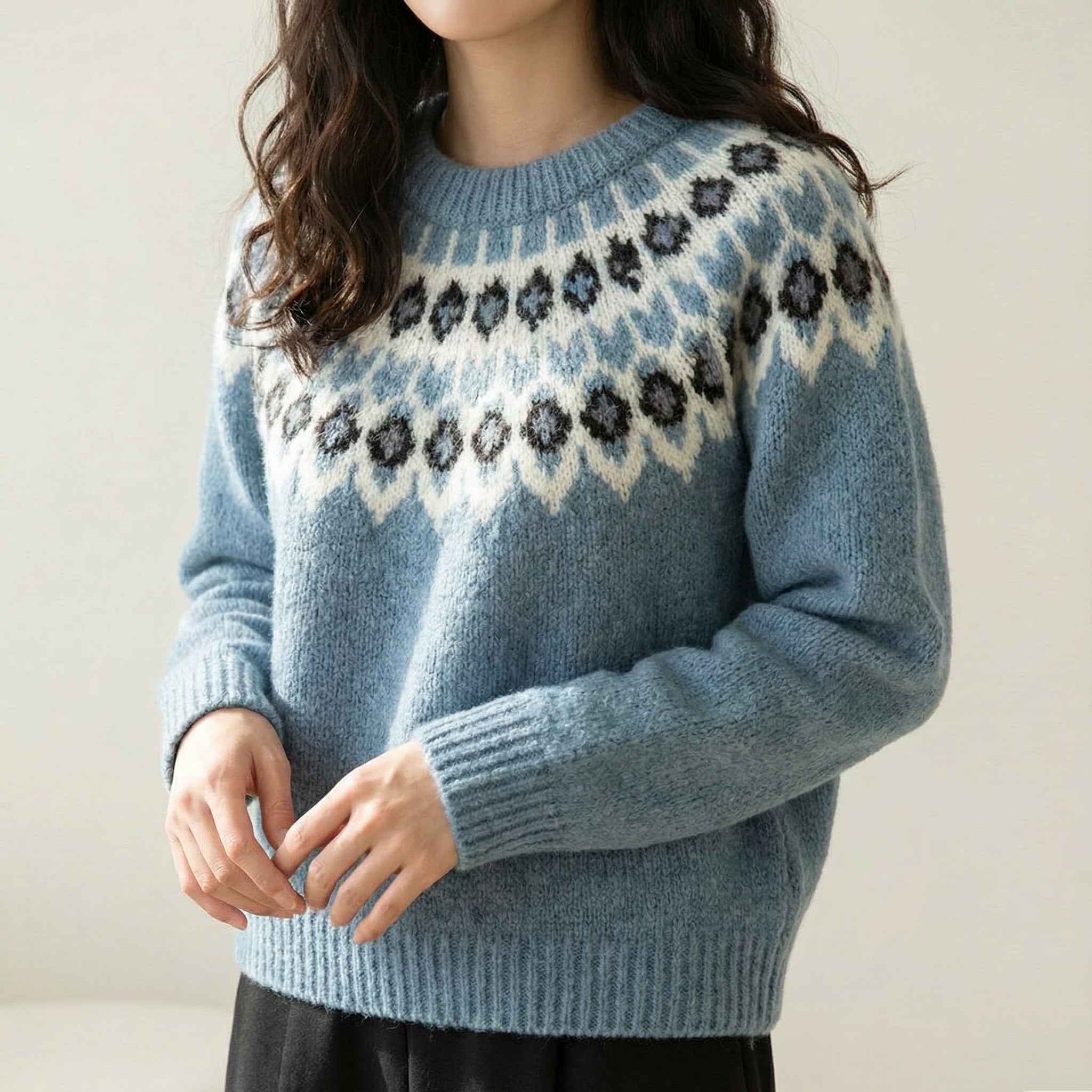 Damski sweter jacquard i ciepły ciepło i komfort