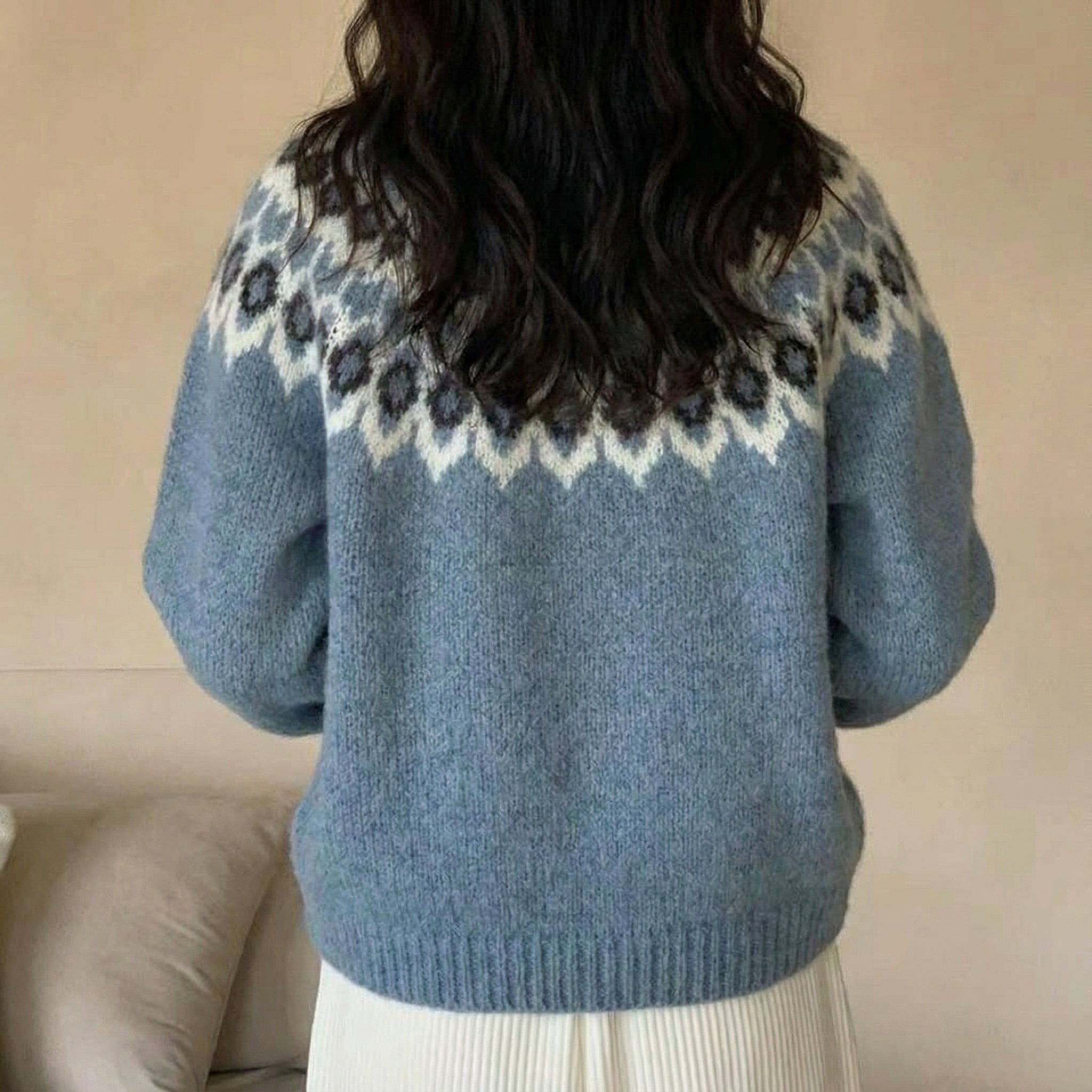 Damski sweter jacquard i ciepły ciepło i komfort