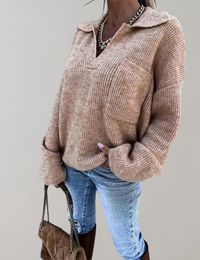 Damenpullover Oversize V-Ausschnitt Strick Herbstkollektion