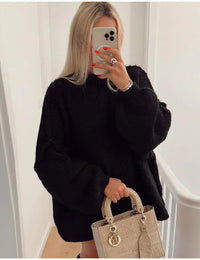 Damenpullover Oversize Schwarz Strick Mode Damenmode