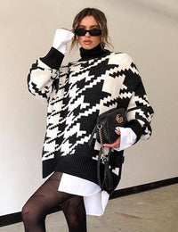 Damenpullover Oversize Zickzack Bequem Strickware