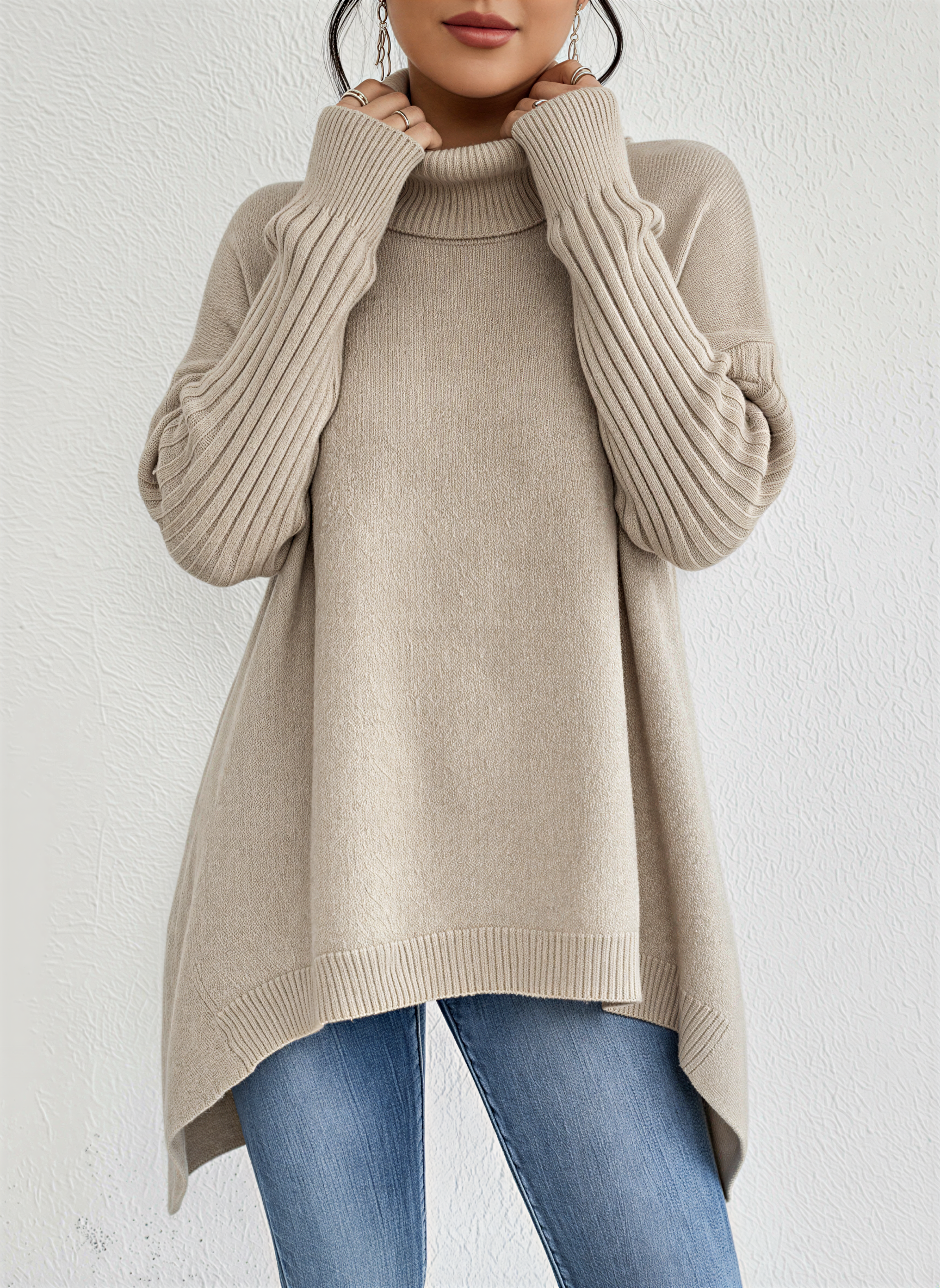 Pull Femme Oversize à Col Roulé 0