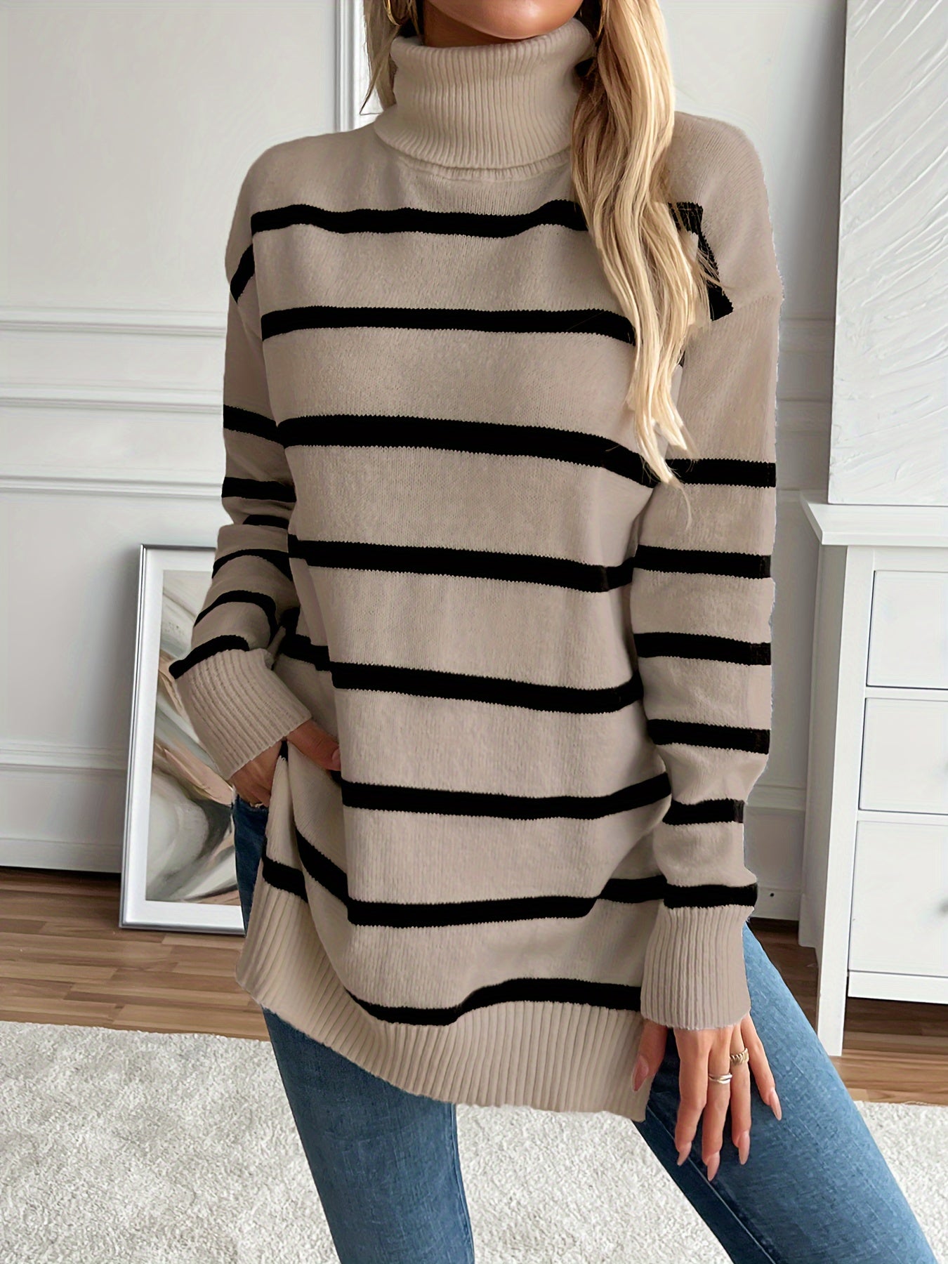 Pull Femme Rayé Élégant Confortable 2