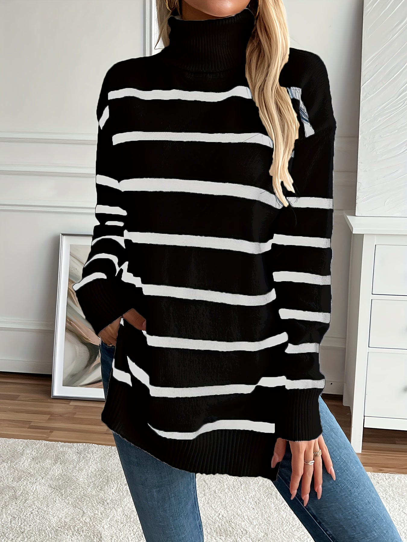 Pull Femme Rayé Élégant Confortable 3