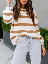 Pull Femme Rayé Taille Plus Col Rond 0