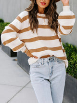 Pull Femme Rayé Taille Plus Col Rond 1