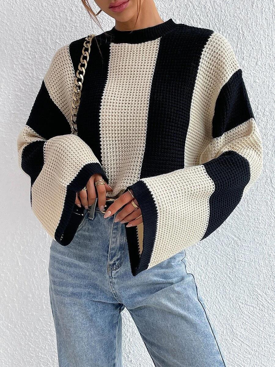 Pull Femme Rayé à Manches Longues 3