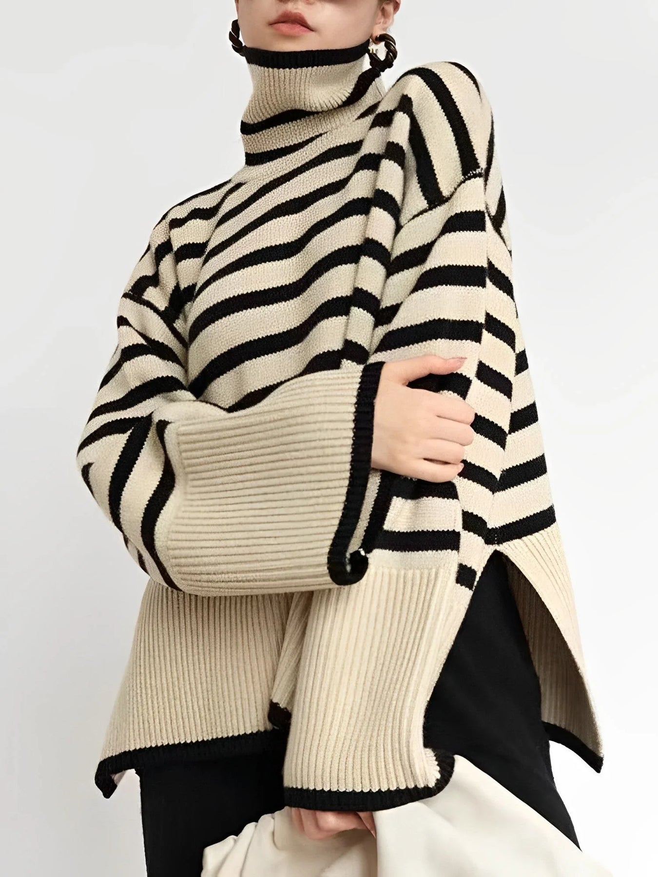 Pull Femme Surdimensionné Rayé Confortable 2