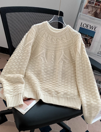 Damenpullover Zopfmuster Lässig Strick Damenmode