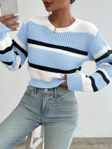 Pull Femme à Rayures Décontracté Automne Hiver 0
