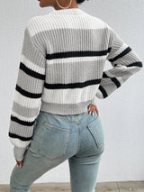 Pull Femme à Rayures Décontracté Automne Hiver 1