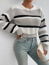 Pull Femme à Rayures Décontracté Automne Hiver 2