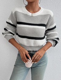 Damenpullover mit Streifen, leger, Herbst-Winter-Strick