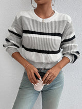 Pull Femme à Rayures Décontracté Automne Hiver 3
