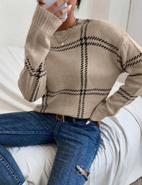 Eleganter Pullover mit Karomuster für Damen Warm Livienne