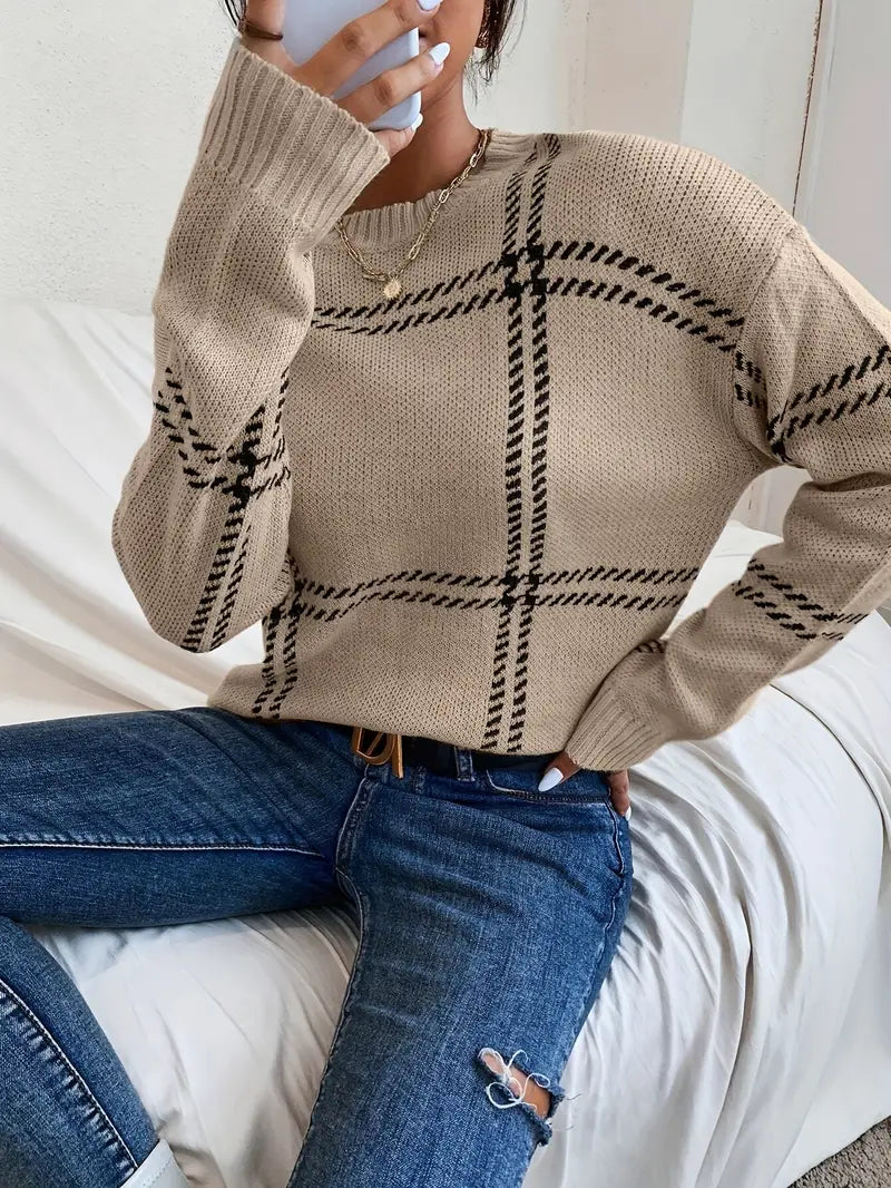 Pull Homme Élégant à Motif À Carreaux 0
