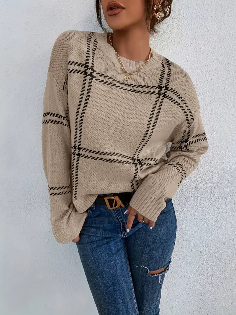 Pull Homme Élégant à Motif À Carreaux 1