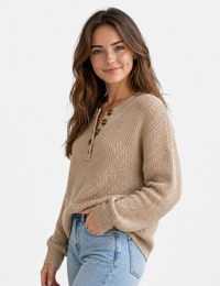 Pull Long Femme Maille Douce à Boutons Élégance Décontractée