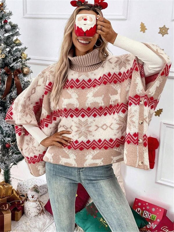 Pull de Noël Femme Oversize à Col Roulé 4