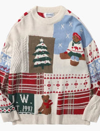 Pull de Noël Unisexe à Motif Tricoté Maille Femme