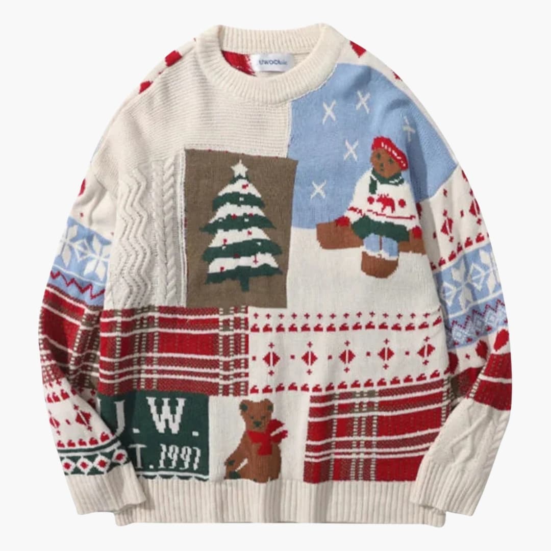 Pull de Noël Unisexe Classique à Motif Tricoté 0
