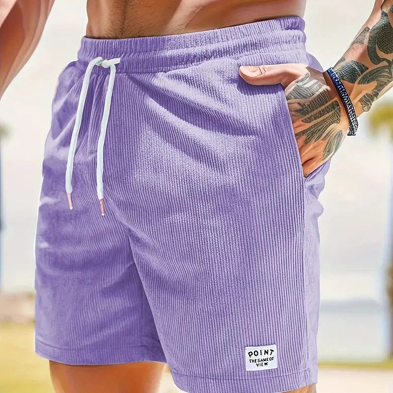 skirts : Luca – Short Décontracté en Velours Côtelé Léger avec Cordon de Serrage in Pourpre van Seroa