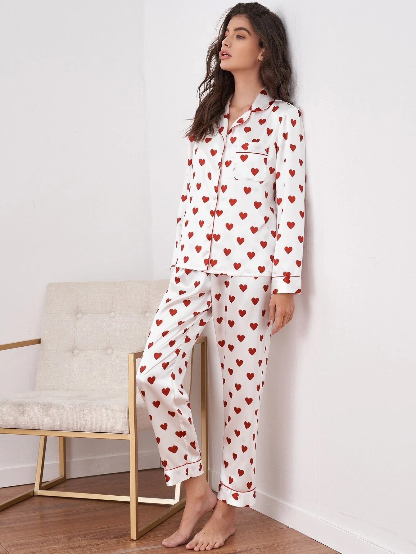 Pyjama Femme Confortable Imprimé Cœur 4