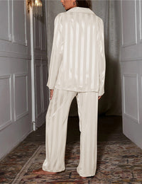 Damen Pyjama Winter Lässig Hemd mit Knöpfen