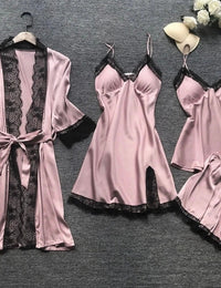 Damenpyjama Satin 2-teilig Elegant Bequem & Weich