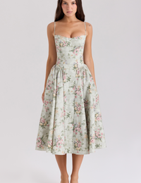 Robe Femme Midi Fleurie Coton Détails Floraux