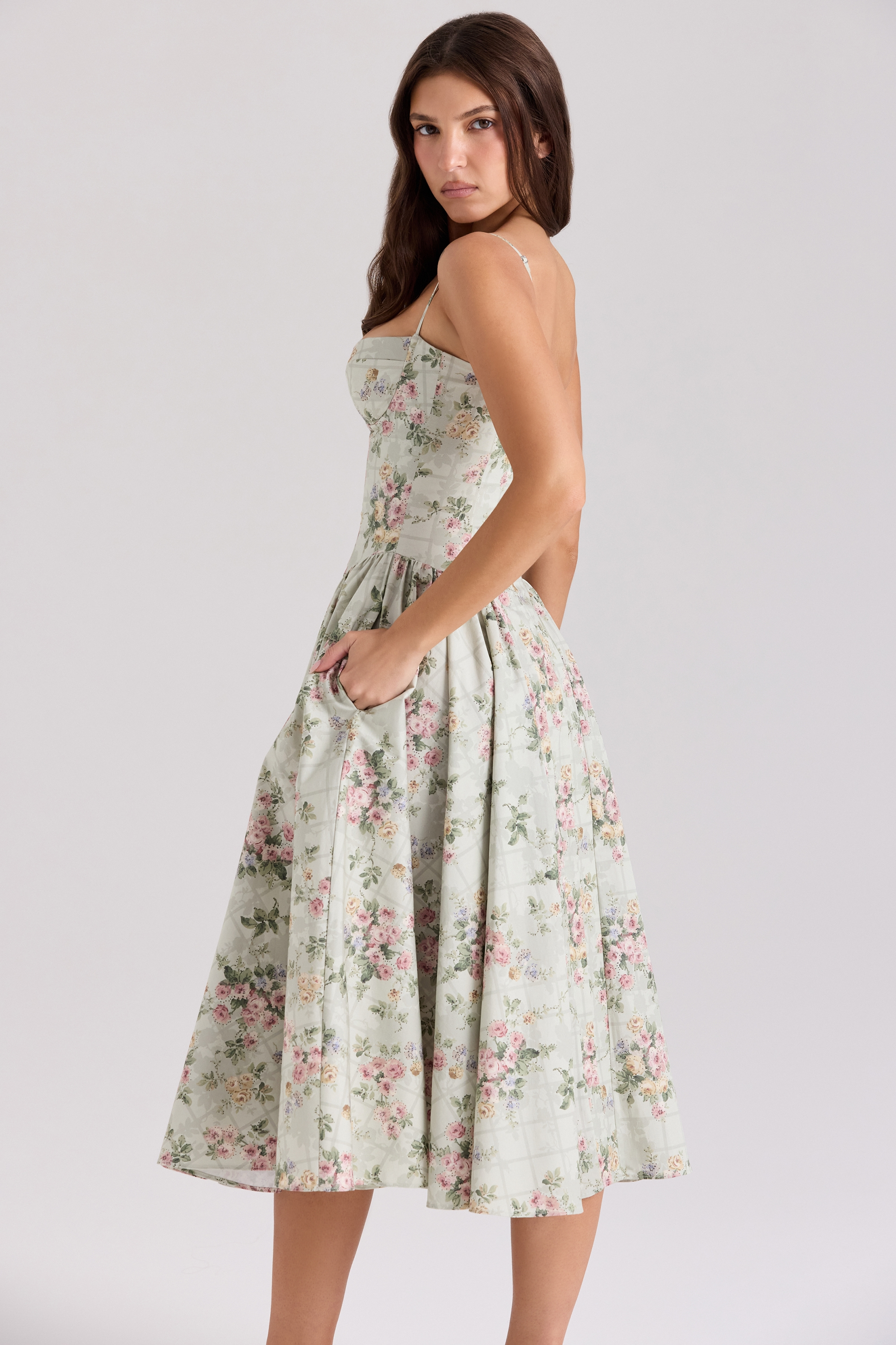 Robe Femme Élégante Midi Fleurie 2