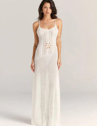Damen Langes Kleid aus Netz Ärmellos