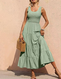 Robe Longue Femme Été Plissé Accessoires De Mode