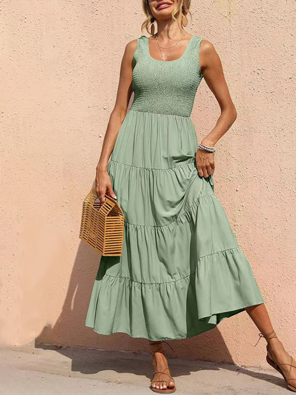 Robe Longue Femme Élégante Été Plissée 1