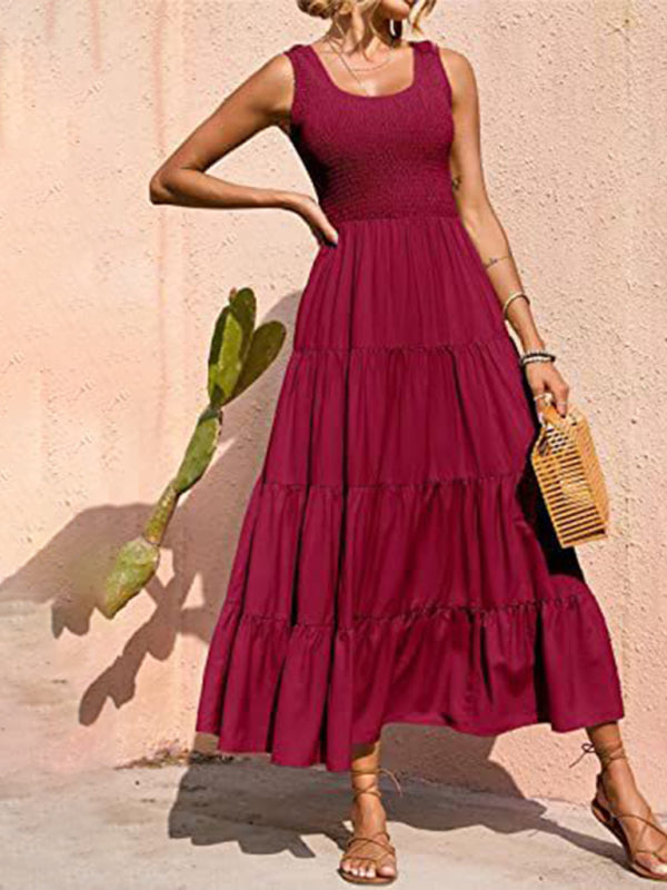 Robe Longue Femme Élégante Été Plissée 3