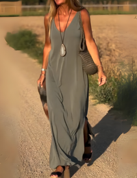 Maxikleid für Damen Sommer Fließend Ärmellos - Ideal für Strand & Urlaub