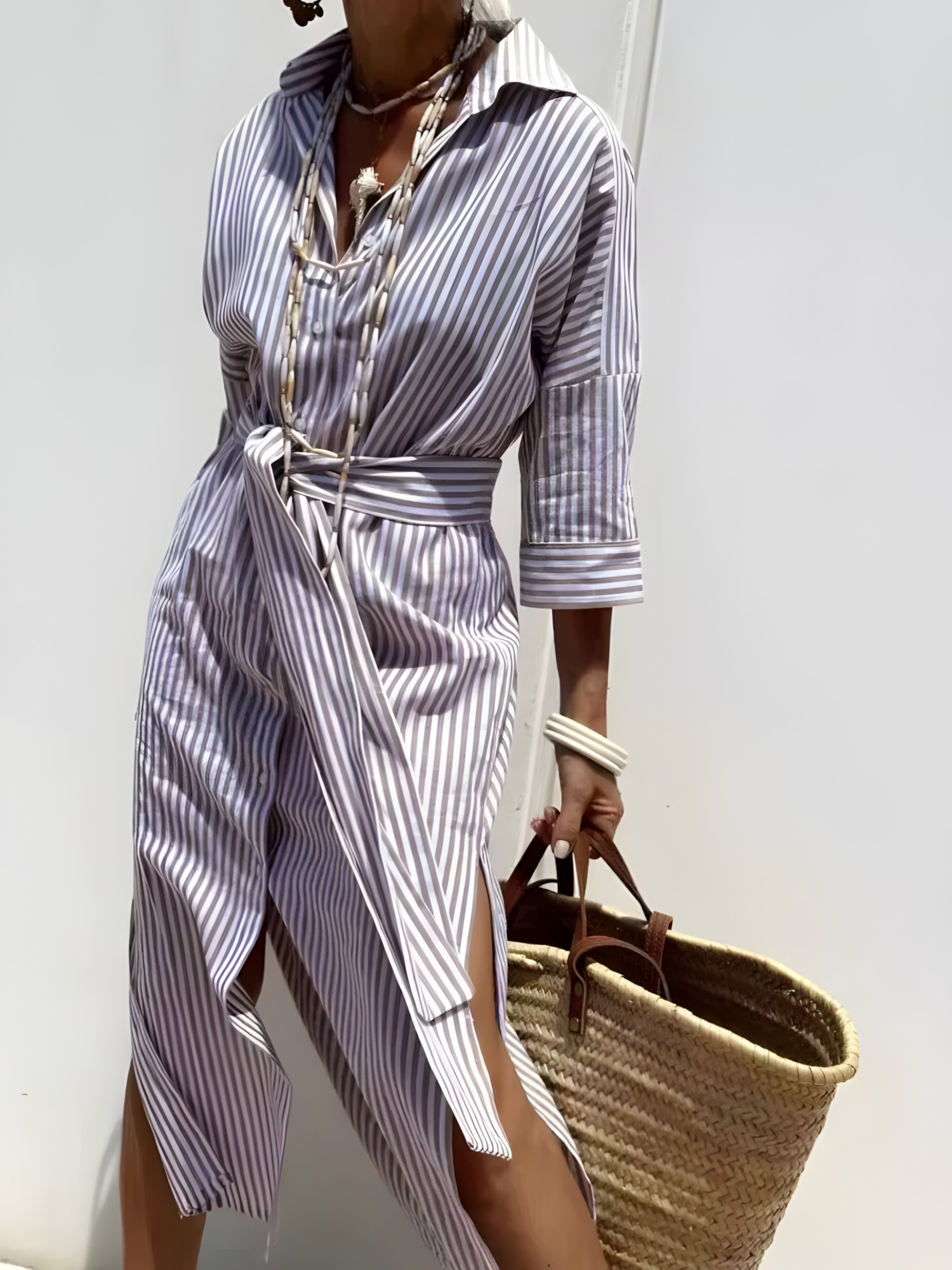 Celeya | Robe Longue Femme Élégante Rayée