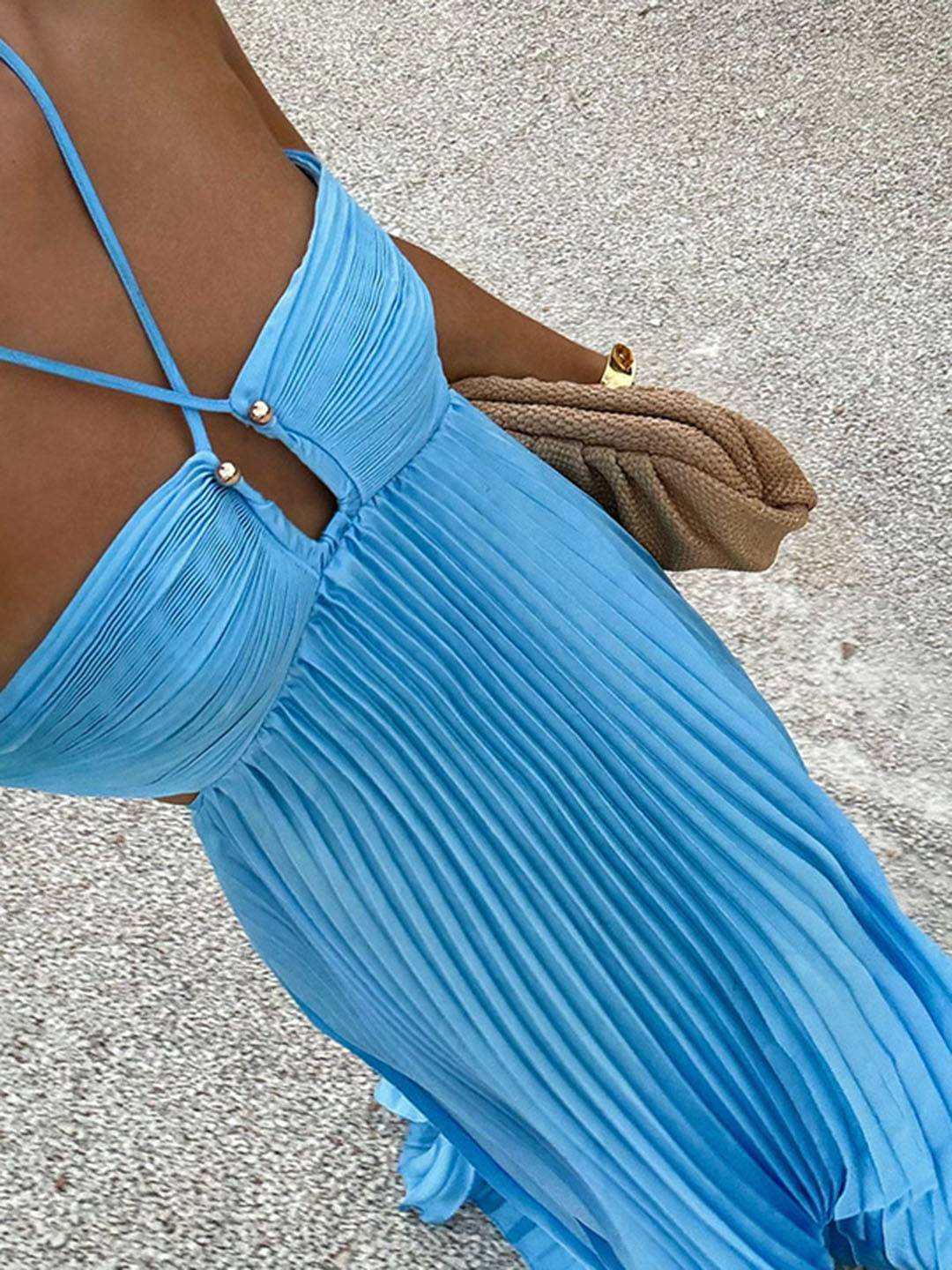 Robe Longue Femme Élégante d'Été Plissée 4