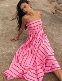 Langes Sommerkleid für Damen in Rosa