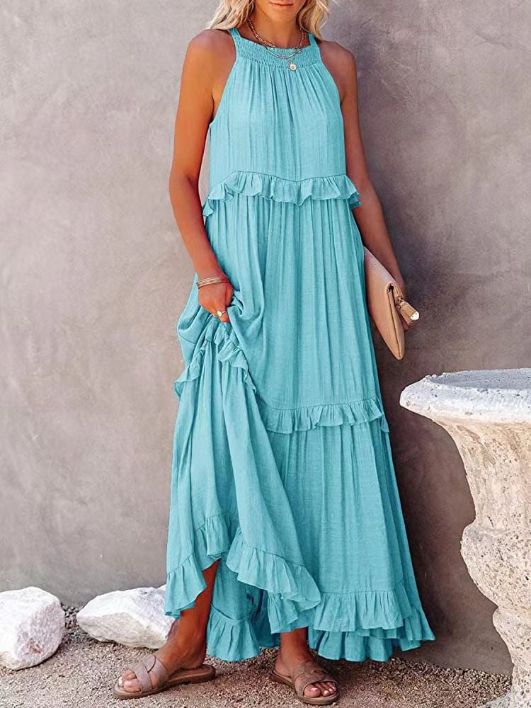 Robe Longue Femme Été Sans Manches Noir 2