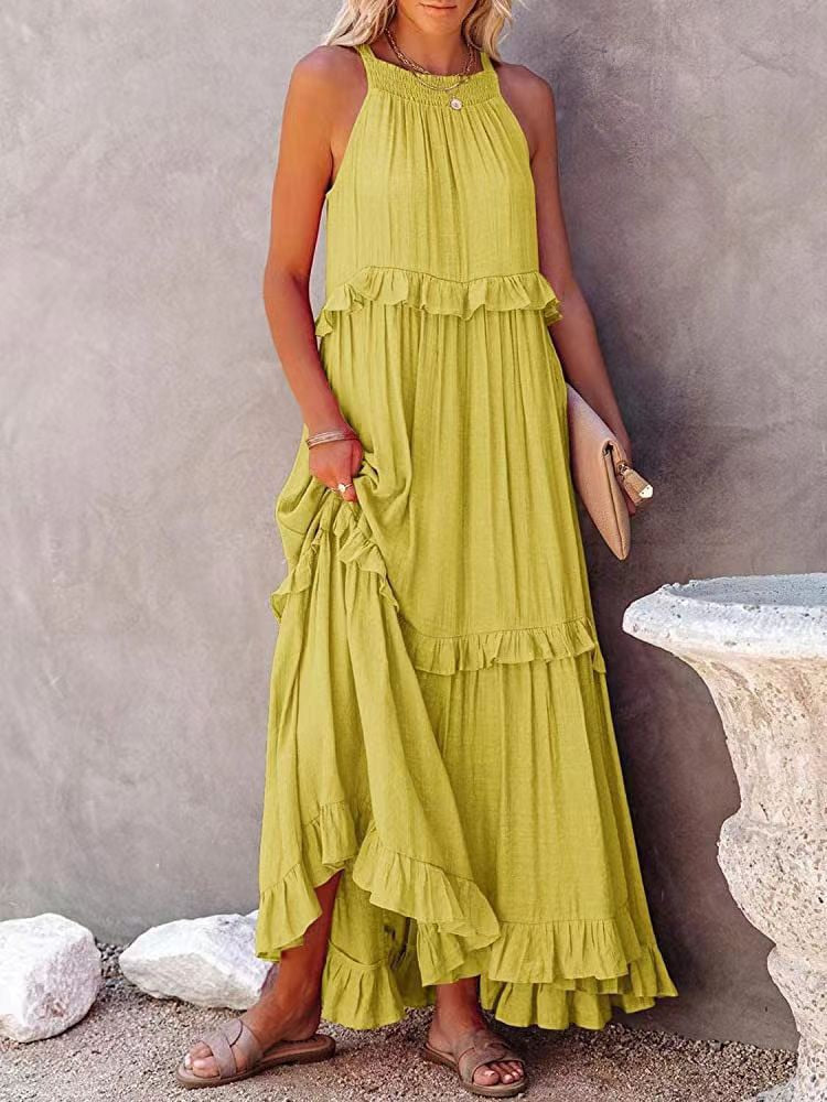 Robe Longue Femme Été Sans Manches Noir 5