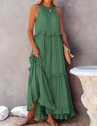 Robe Longue Femme à Volants Sans Manches - Qualite Premium,