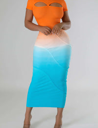 Midikleid für Damen mit kurzen Ärmeln aus Polyester