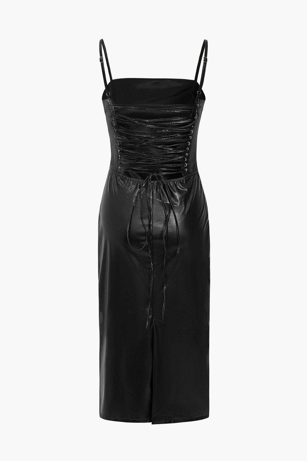 Robe Midi Femme Élégante en Simili Cuir 2